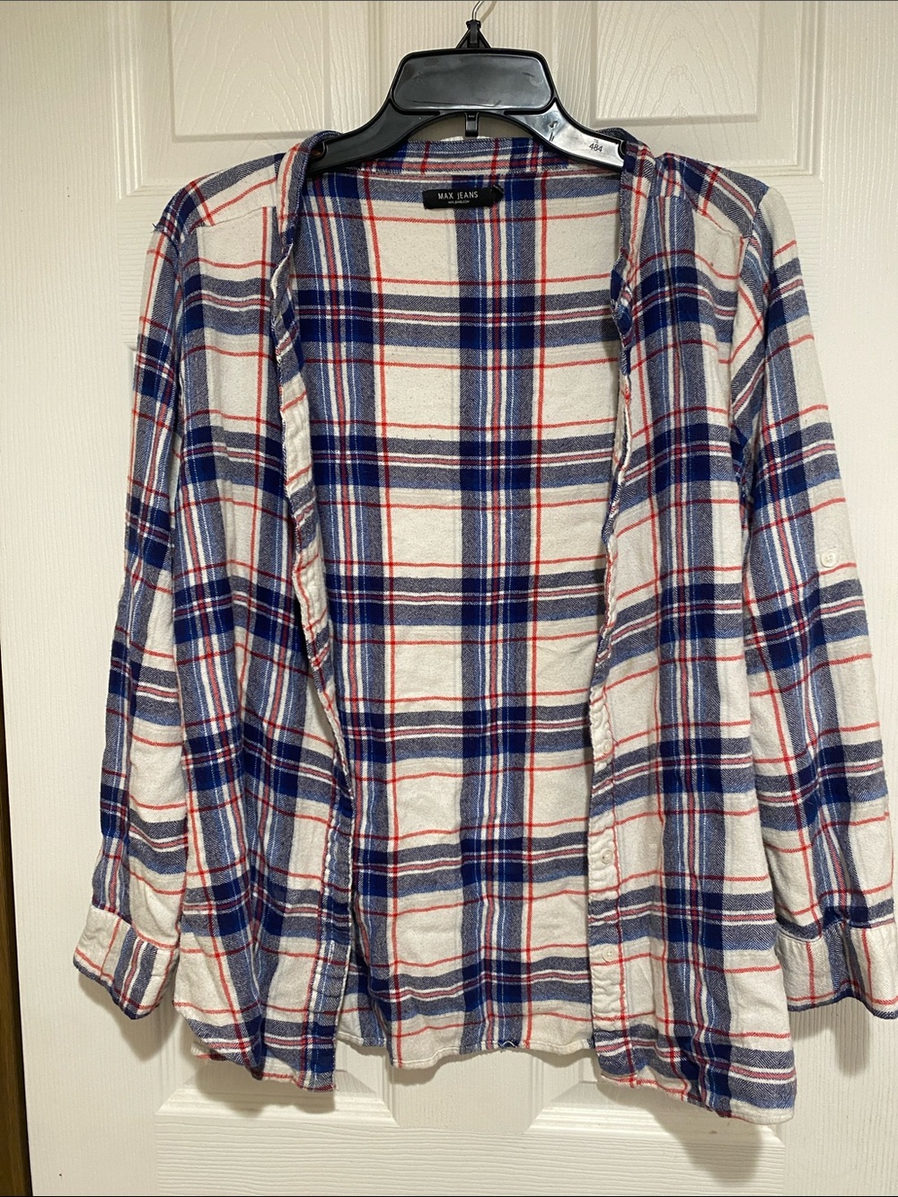 Max Jeans Plaid Button-Down Shirt - Blue, White & Red
